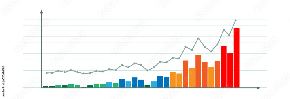 Currency, investment or stock market growth chart. Infographics. Currency, investment or stock market growth chart. Infographics.
