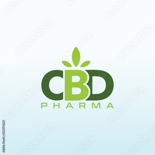 cbd hemp is the medical component of cannabis vector logo design