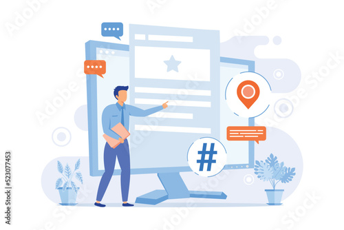 Microblogging platform user. Social media communication, bloggers tool, sharing short messages. Microblogger post sharing, commenting, discussion.