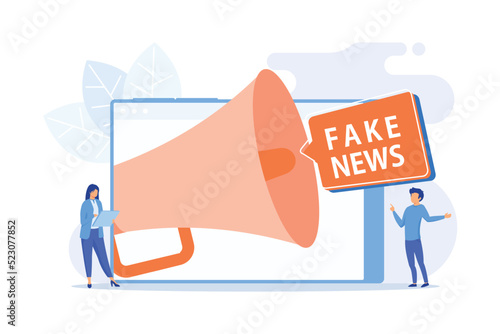 Propaganda in media. News fabrication, misleading information, facts manipulation. Misinformed people, disinformation spread. Fraud journalism. photo