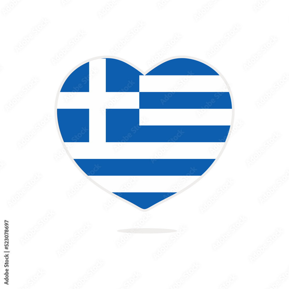 Greek love heart flag, isolated on white. Flag of Greece in the shape of a heart. Greece flag vector illustration Greek love heart flag, isolated on white. Flag of Greece in the shape of a heart. Greece flag vector illustration