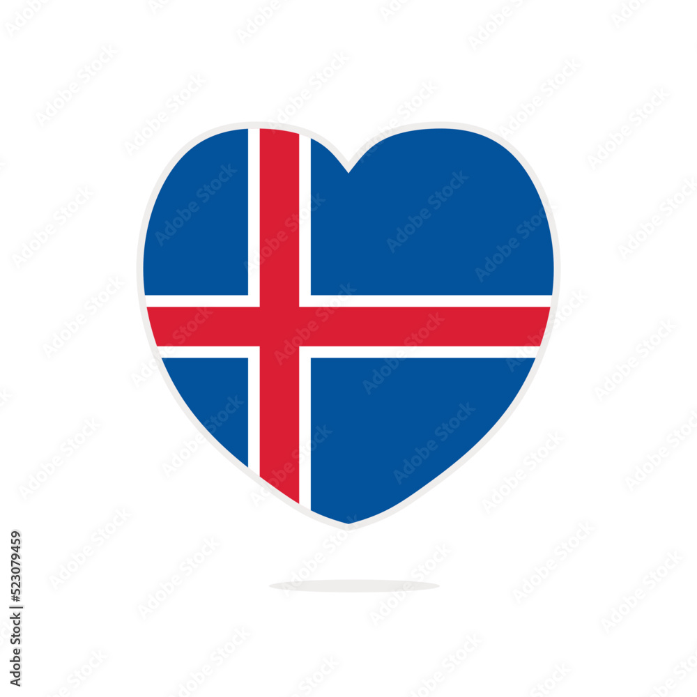 Icelandic love heart flag isolated on white background. Flag of Iceland in the shape of a heart. Iceland flag vector illustration Icelandic love heart flag isolated on white background. Flag of Iceland in the shape of a heart. Iceland flag vector illustration