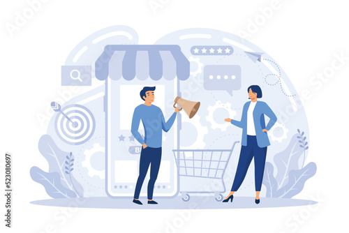 Email, mobile and video marketing technology. Getting new subscribers, likes, messages. Work with advertising and promoting via Internet. vector illustration