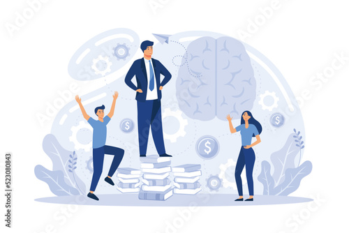 Intellectual capital, economic growth and development, stock market data Graphics for statistic and business data, increase in profits, investment activities, financial education vector illustration