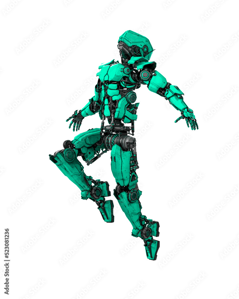 mega robot is jumping for freadom in white background mega robot is jumping for freadom in white background