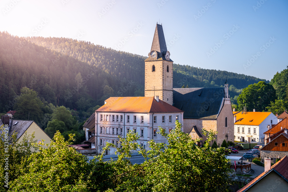 Fototapeta premium Rozmberk town panorama in South Bohemia