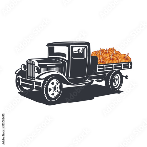 Old Truck Hauling Pumpkins | Farmhouse | EPS10