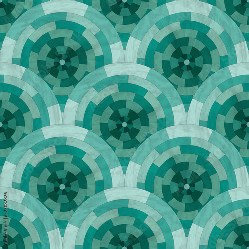 seamless pattern of filled circles with turquoise colors