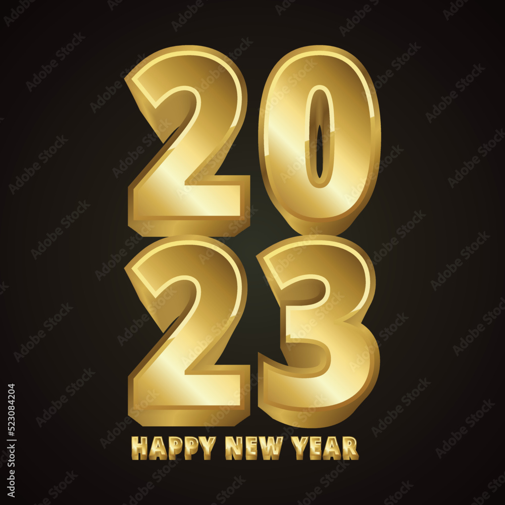 Happy new year 2023 celebration 3d text Happy new year 2023 celebration 3d text
