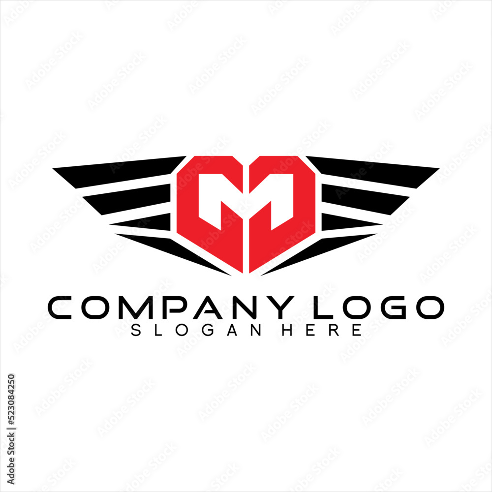 Vector logo design template letter G M with wings concept. Vector logo design template letter G M with wings concept.