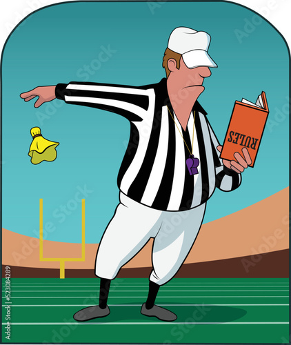 A referee goes over the rule book.