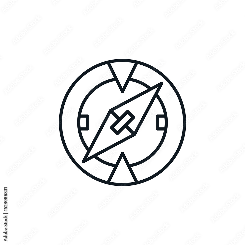 Compass icon. Navigation symbol. Summer holidays and tourism concept. Can be used in social media, packaging, typographic and web design. Vector illustration isolated on white background. Compass icon. Navigation symbol. Summer holidays and tourism concept. Can be used in social media, packaging, typographic and web design. Vector illustration isolated on white background.