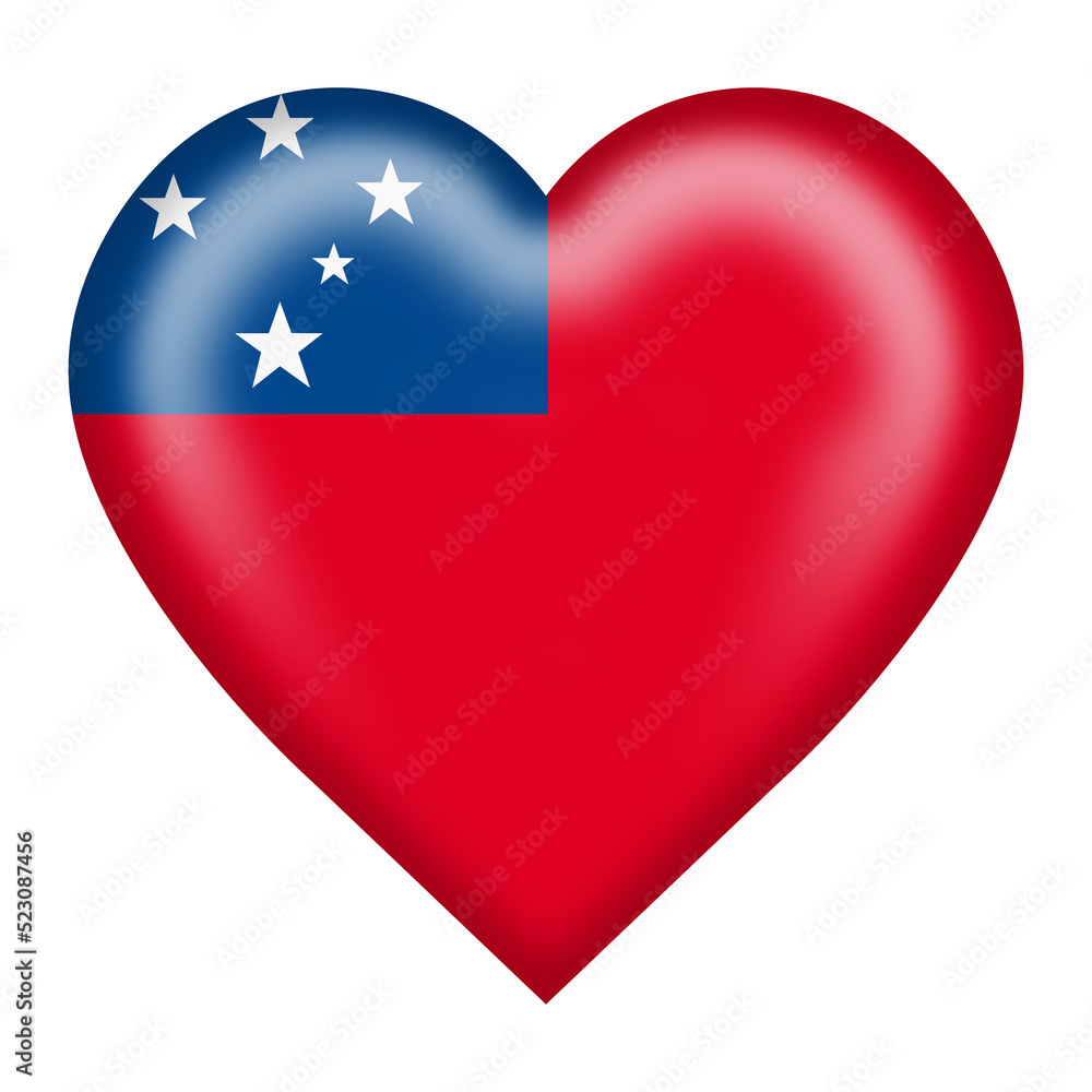 Western Samoa flag heart button 3d illustration isolated on white with clipping path Western Samoa flag heart button 3d illustration isolated on white with clipping path