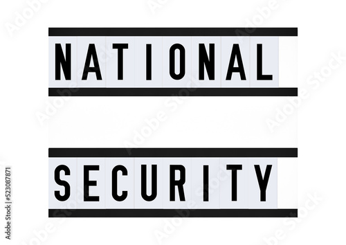 National security sign post with modern letters on vintage board
