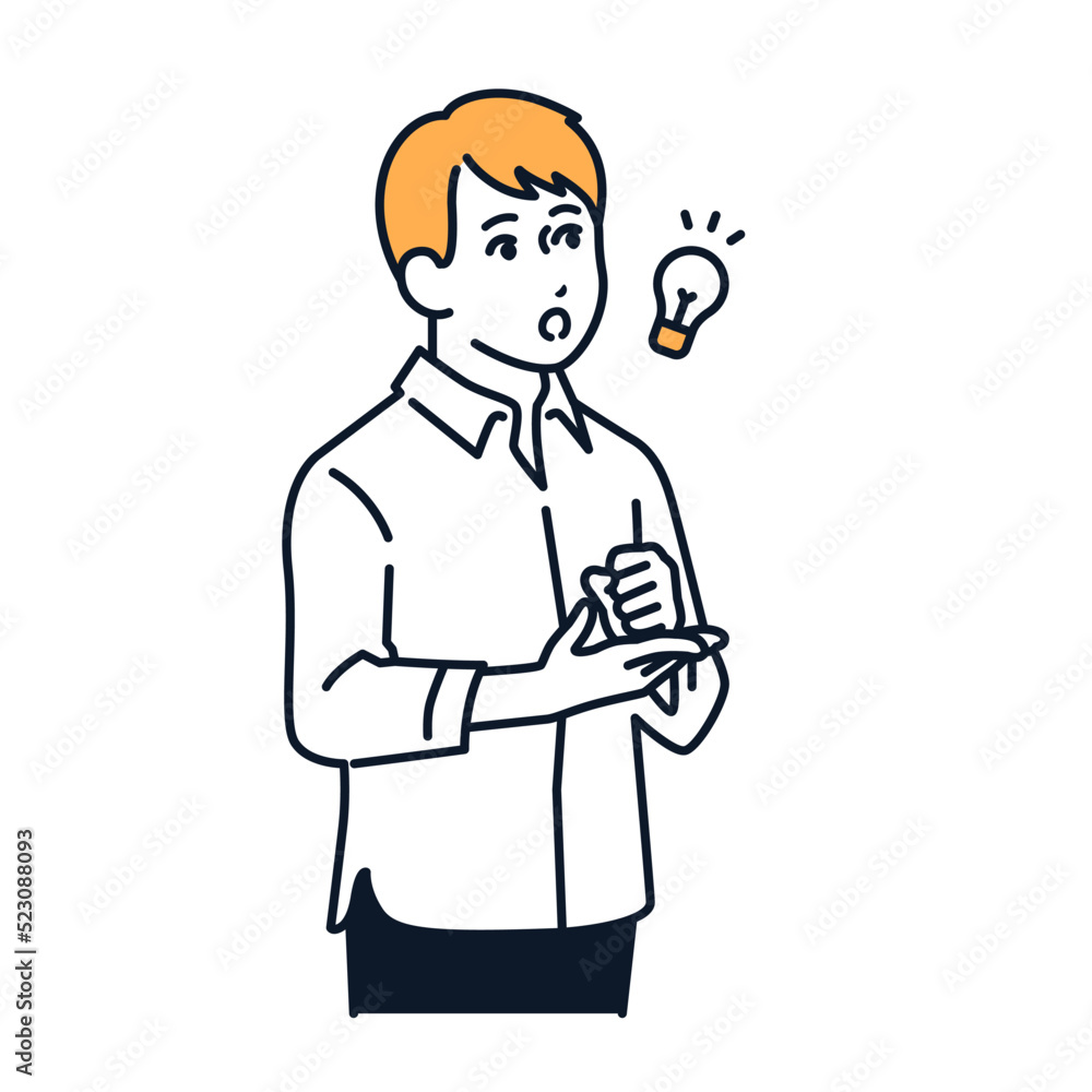 ひらめく若い男性のシンプルなベクターイラスト素材 ひらめく若い男性のシンプルなベクターイラスト素材