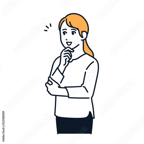 感心する若い女性のシンプルなベクターイラスト素材