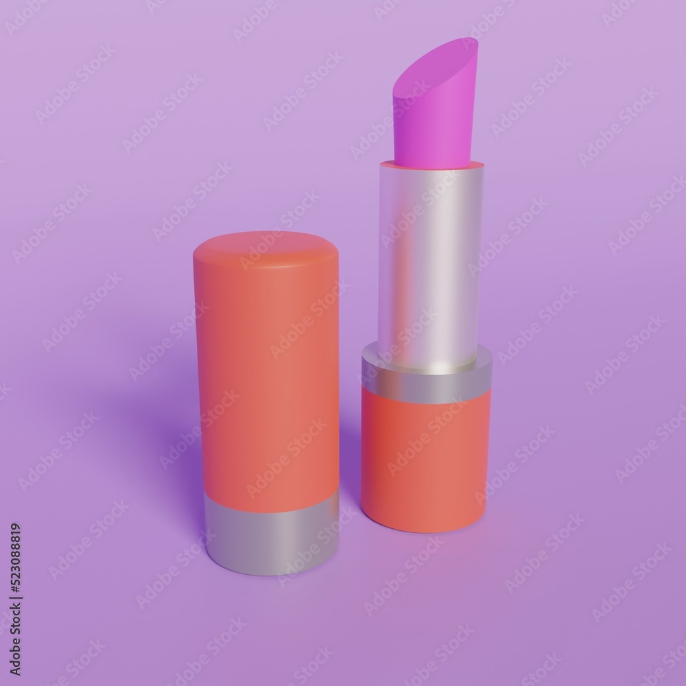 3d illustration lipstick with pink background 3d illustration lipstick with pink background