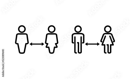 Social distancing vector. social distance sign and symbol. self quarantine sign