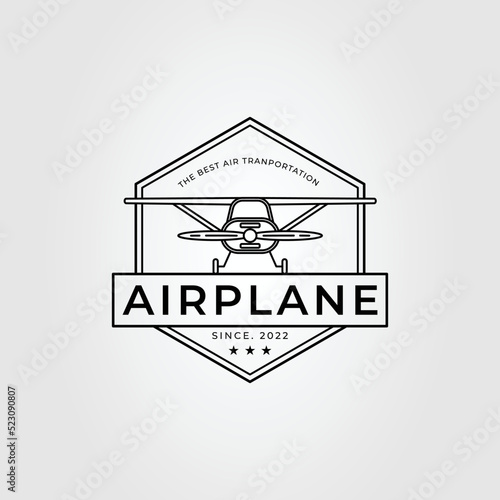 airplane with propeller or amphibious aircraft logo vector illustration design photo