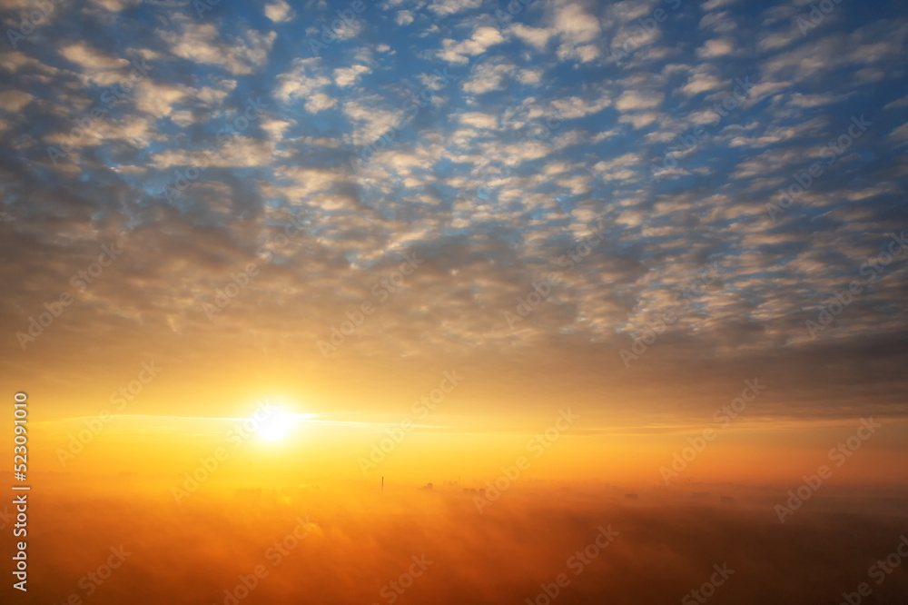 Yellow and blue dawn over clouds, concept, travel and leisure. Yellow and blue dawn over clouds, concept, travel and leisure.