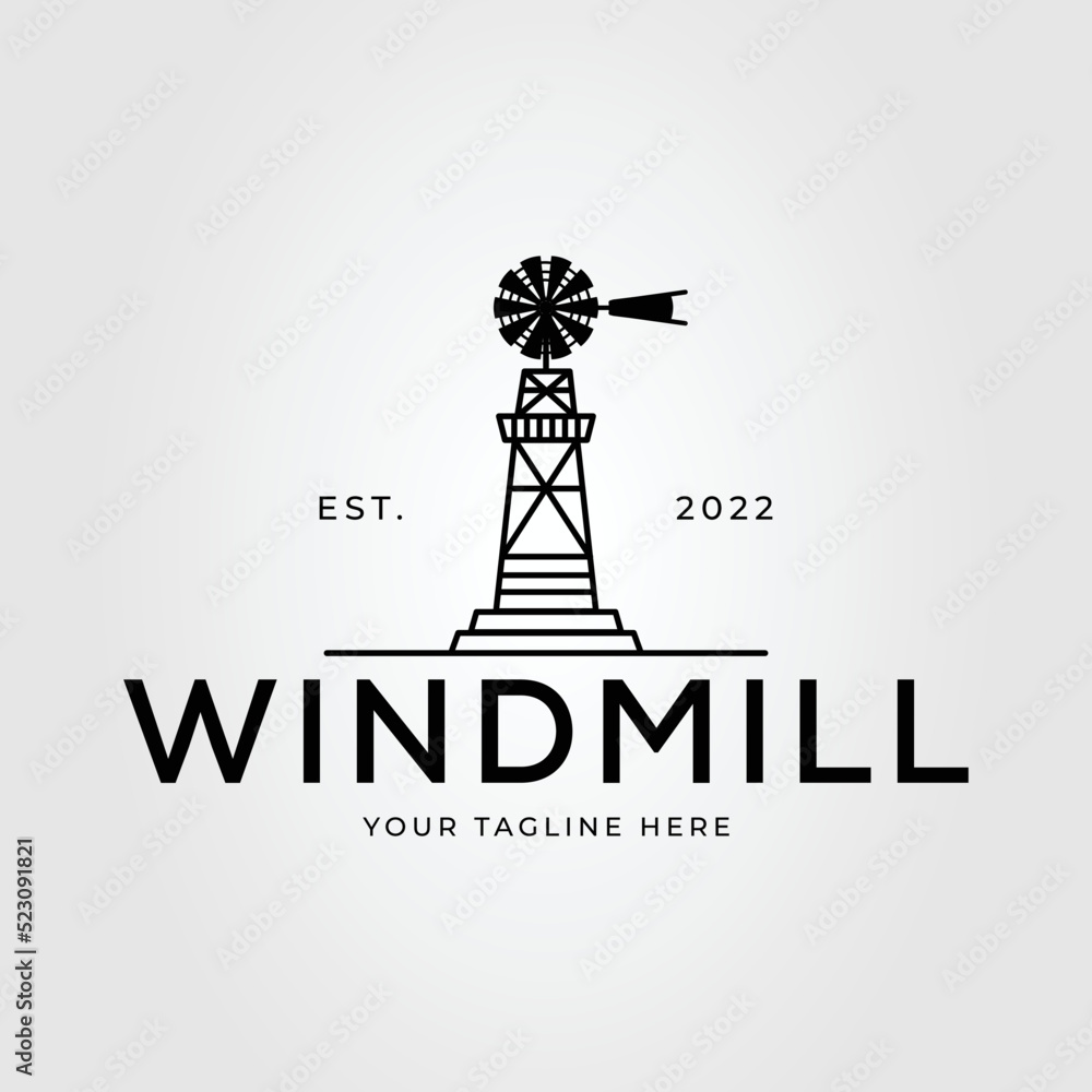 windmill or wood propeller or weathervane logo vector illustration design