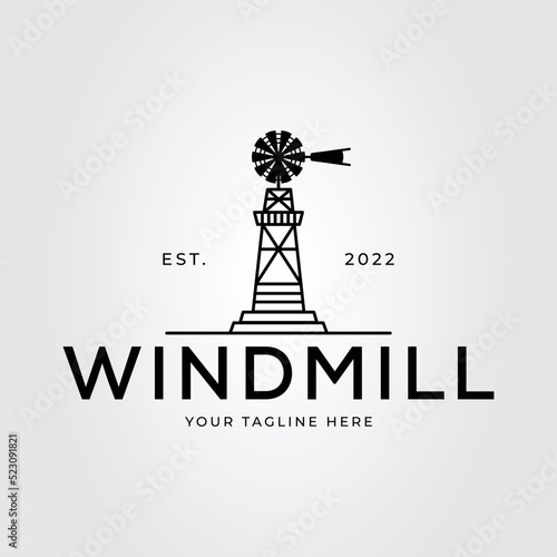 windmill or wood propeller or weathervane logo vector illustration design