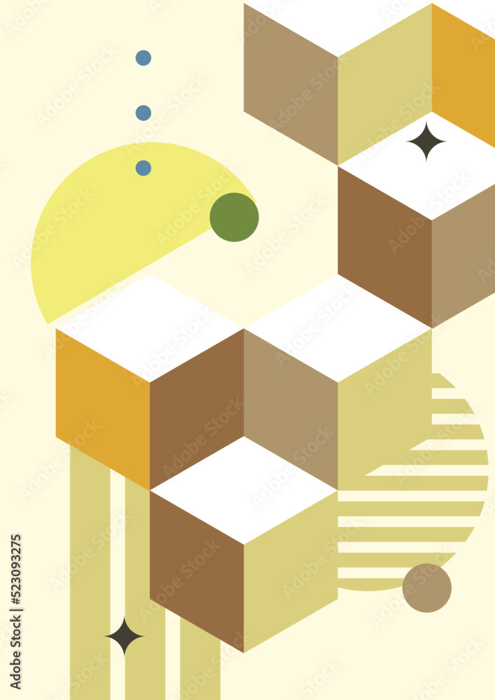 Obraz premium Abstract boho poster compositions. Minimal geometric posters. Boho wall decor.