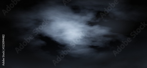 Clouds in the sky with light from the moon. 3D rendering.