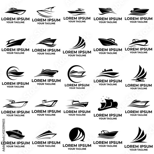 set of boat logo vector design template