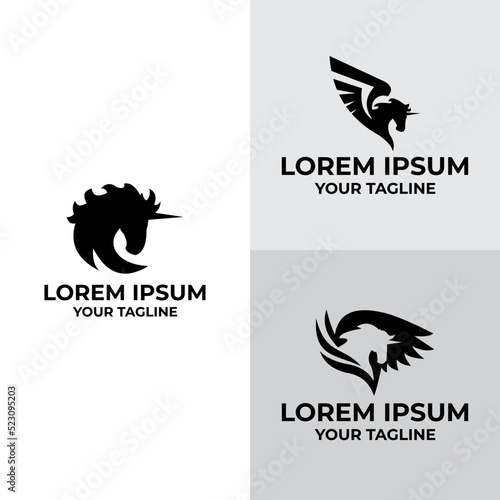 set of abstract horse logo vector design template