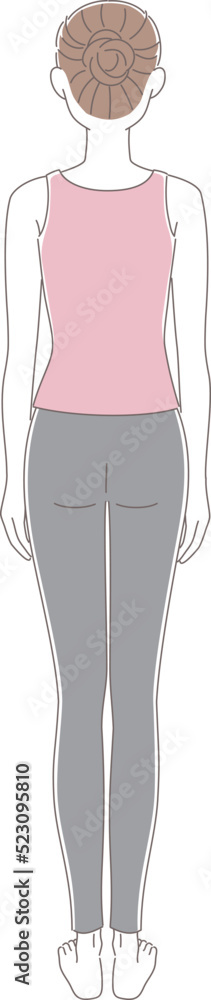 後ろ姿の女性の全身イラスト素材 後ろ姿の女性の全身イラスト素材