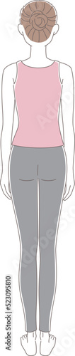 後ろ姿の女性の全身イラスト素材