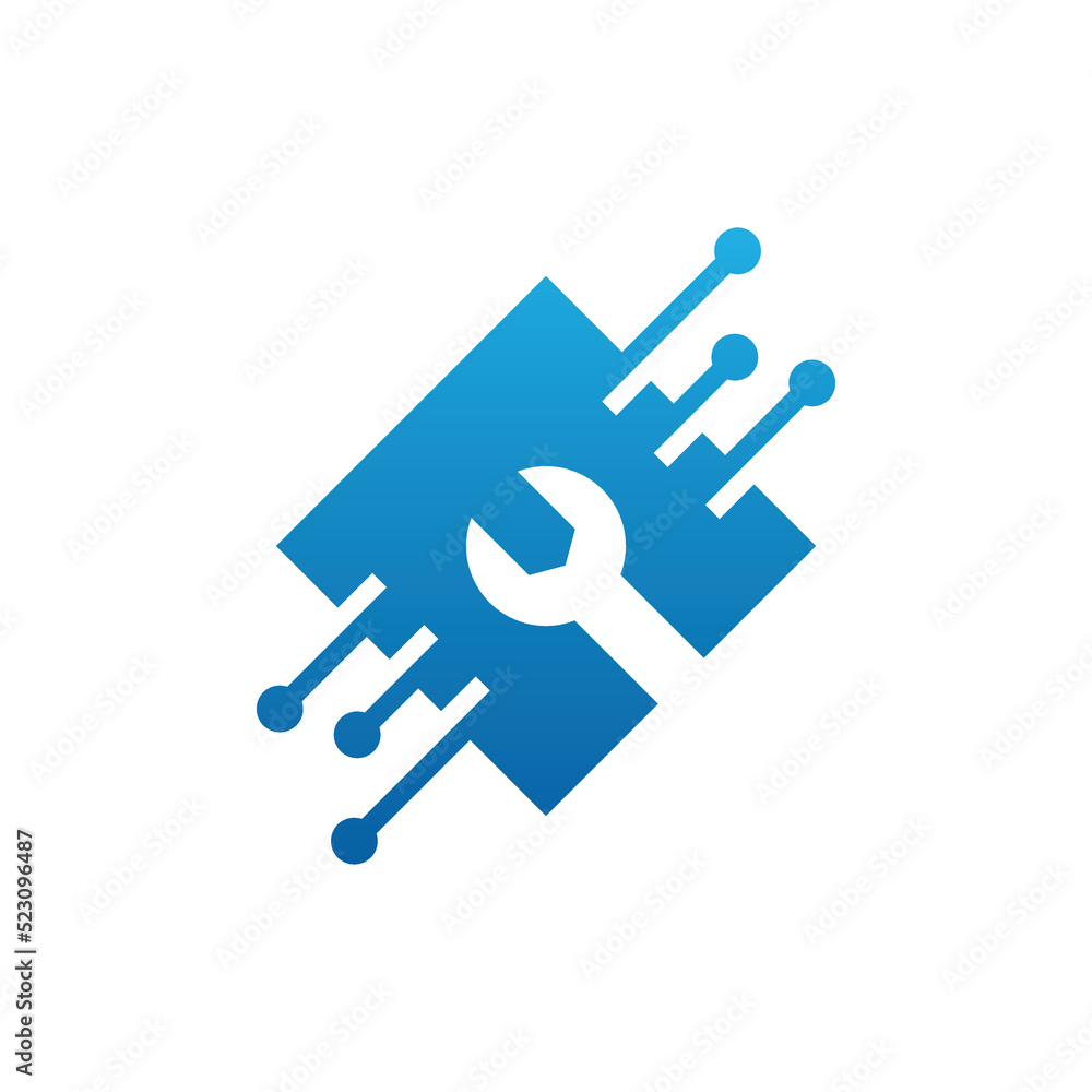 repair tool logo vector with technology repair tool logo vector with technology