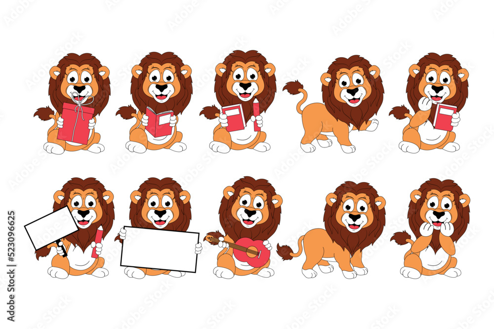 Fototapeta premium cute lion animal cartoon graphic