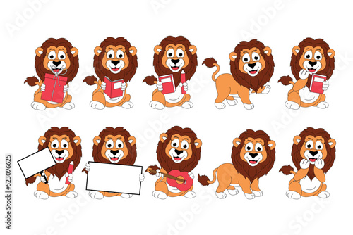 Fototapeta Naklejka Na Ścianę i Meble -  cute lion animal cartoon graphic