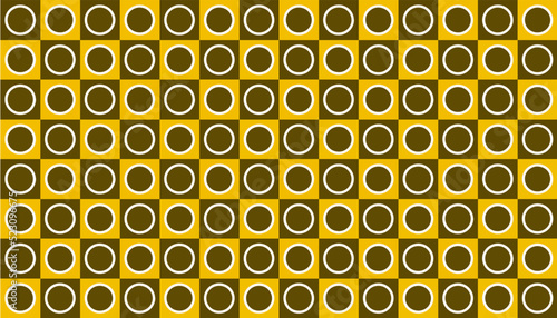 Yellow checkered circle pattern as cover, paper, banner, background