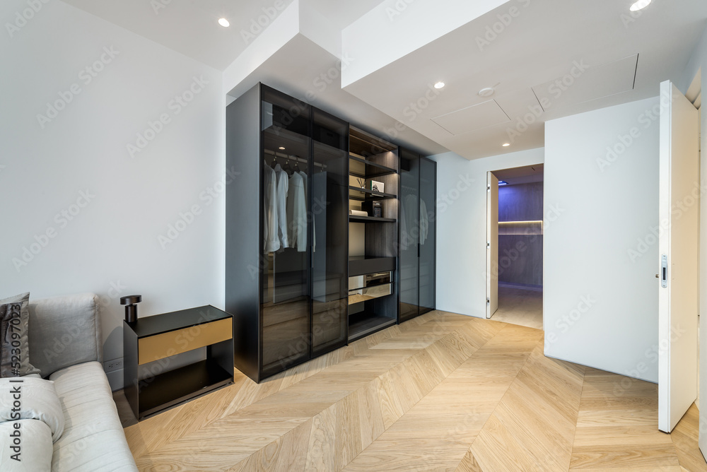 Fototapeta premium Luxury modern high tech furnished apartment in downtown of Montreal, Canada