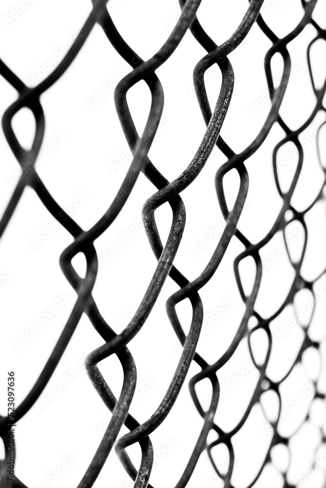 Fototapeta premium Black and white wire fence abstract background