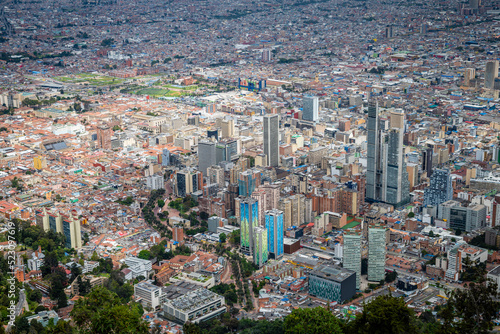 panoramic views of bogota downtown from monserrate mountain photo