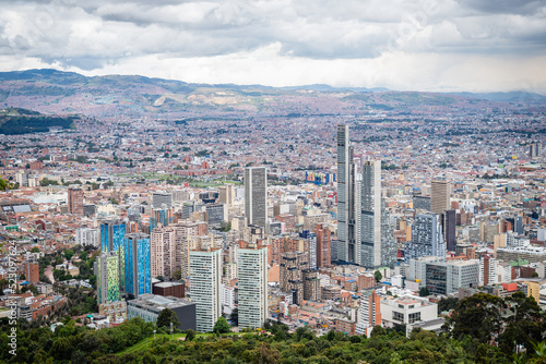 panoramic views of bogota downtown from monserrate mountain