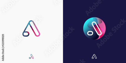 Letter A in futuristic, sophisticated and techy style. A simple but eye-catching logo, that is very suitable for technology companies such as cryptocurrencies, internet, computers, AI