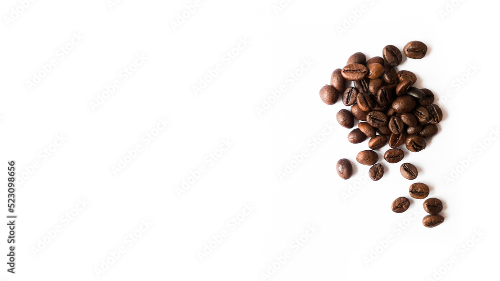 Coffee beans isolated on a white background with copy space Coffee beans isolated on a white background with copy space