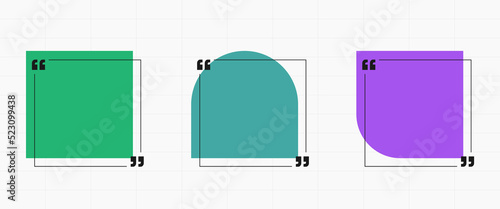 Set of blank speech bubbles templates Empty text box claim frame with copy space Borders with separate quotation marks on the background. Square format for social media posts. Empty Quote Frames.