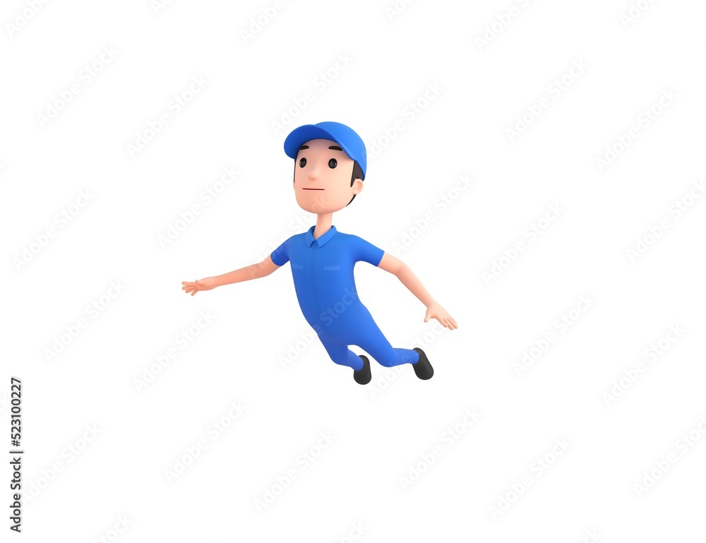 Mechanic character flying in 3d rendering. Mechanic character flying in 3d rendering.