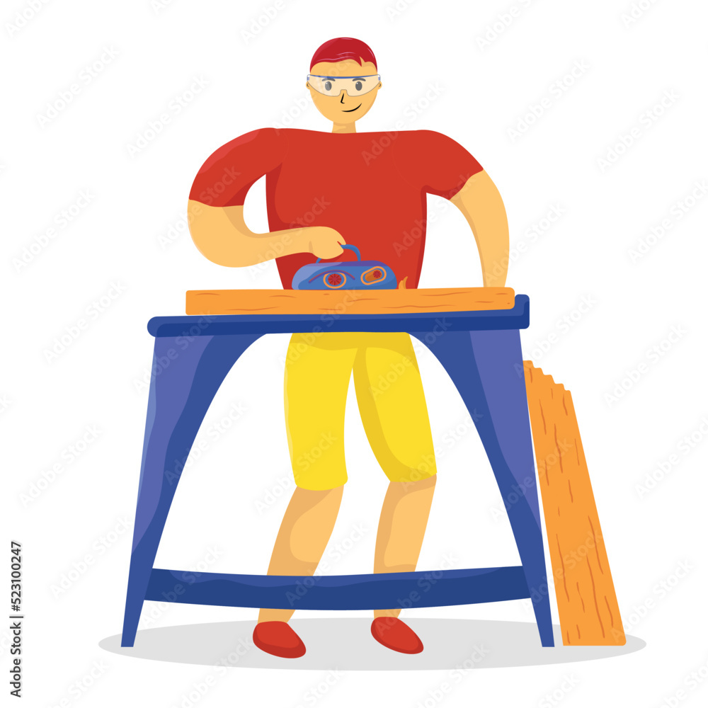 woodworker flat illustration vector art drawing woodworker flat illustration vector art drawing