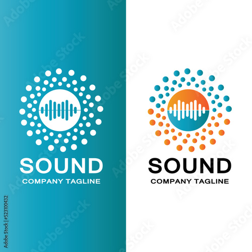 music sound wave logo icon vector, speaker and headset