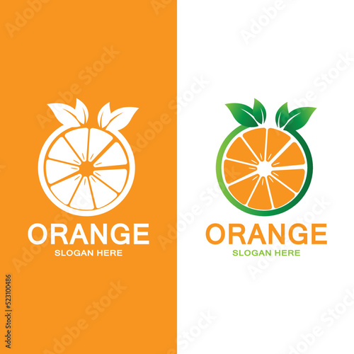 fresh orange fruit logo icon vector, lime slice