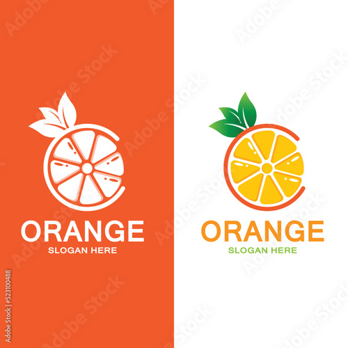 fresh orange fruit logo icon vector, lime slice