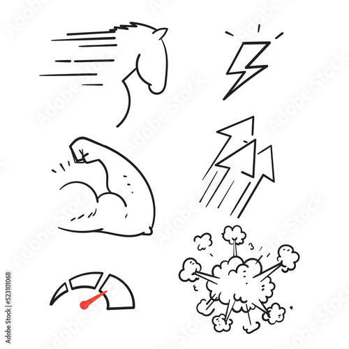 hand drawn doodle Set of Performance Related illustration vector isolated