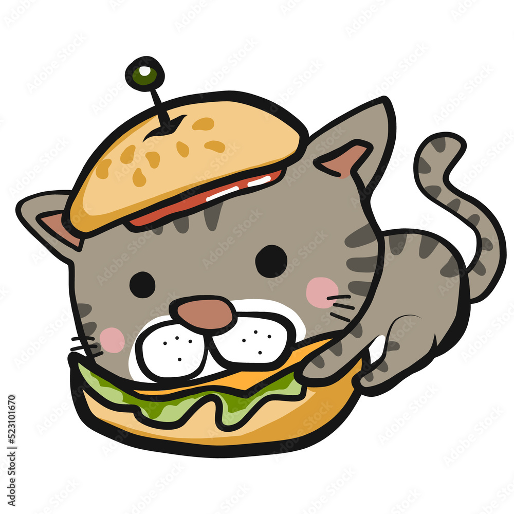 Hampurrger (Tabby cat in hamburger) cartoon Hampurrger (Tabby cat in hamburger) cartoon